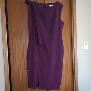 N.W.T Calvin Klein One Shoulder bow Purple Dress